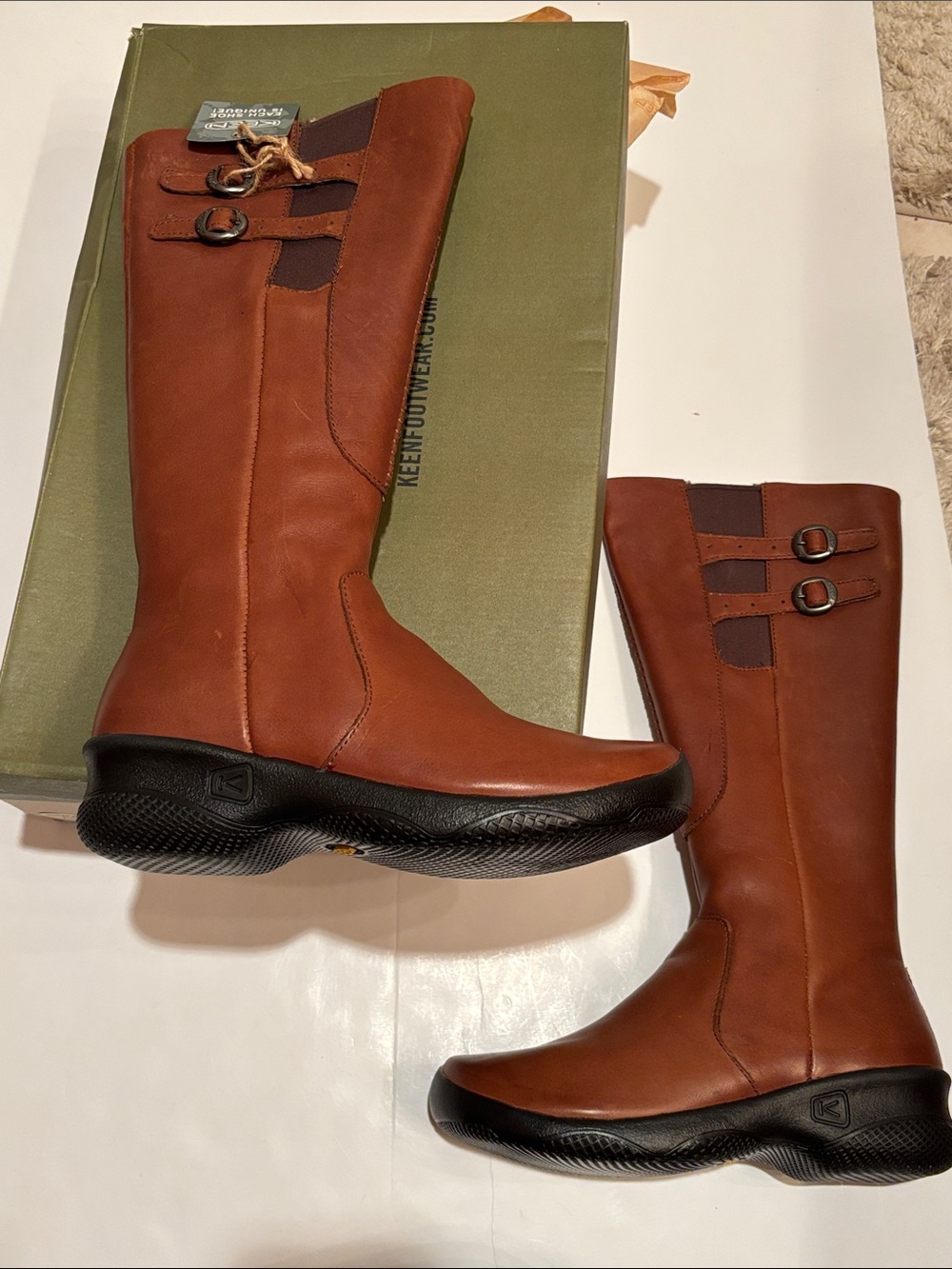 NWT Keen Tall Leather Riding Boot Bern baby oak 6.5 zip soft gorgeous
